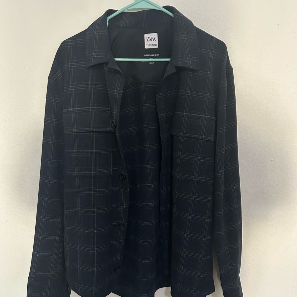 Zara Dark Checkered Overshirt